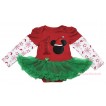 Christmas Max Style Snowflakes Long Sleeve Red Baby Bodysuit Kelly Green Pettiskirt & 1st Sparkle Red Birthday Number & Christmas Minnie Print JS4933